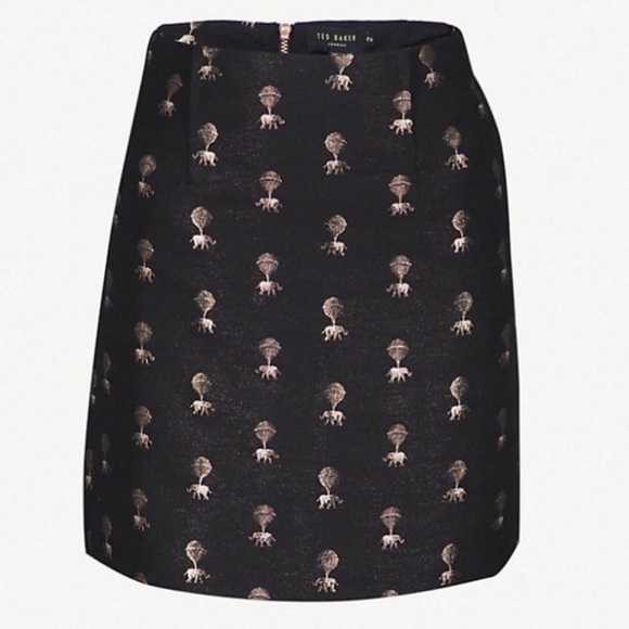 Ted Baker Divnaa Elephant Metallic Jacquard Skirt - Picture 1 of 11